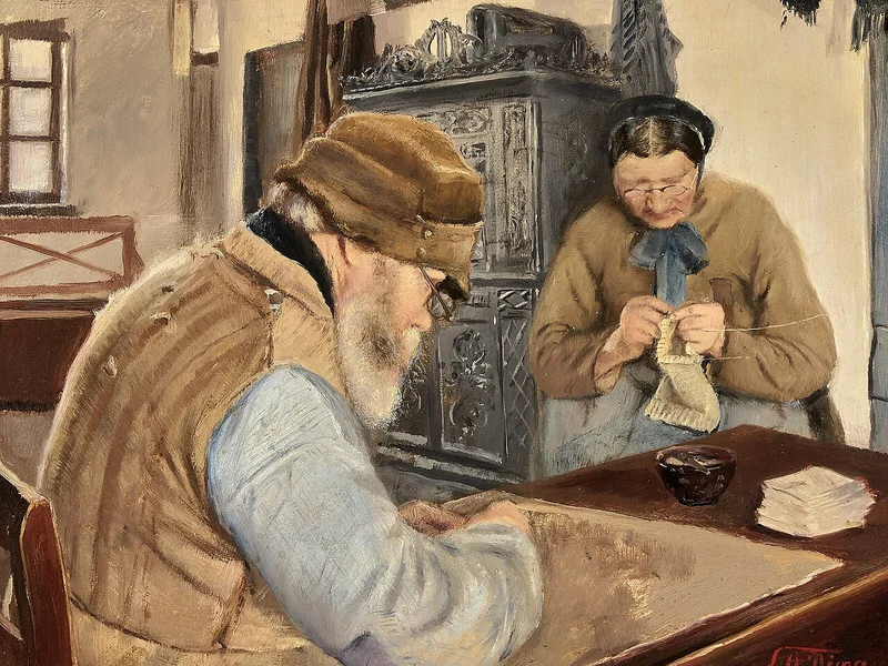 1854-Laurits Andersen Ring - Vecchi agricoltori nel villaggio di Ring